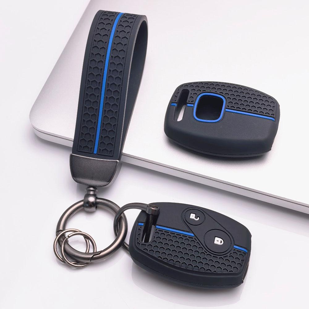Premium Silicone Car Key Fob Cover For Honda Fit Civic Accord CRV HRV Jazz With Keychain Soft Silicone Car Interior Accessories Anti-Scratch