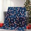 Christmas Candy Cane Snowflakes Print Throw Blanket - Festive Holiday Pattern Soft Lightweight Accent for Sofa Bed Travel