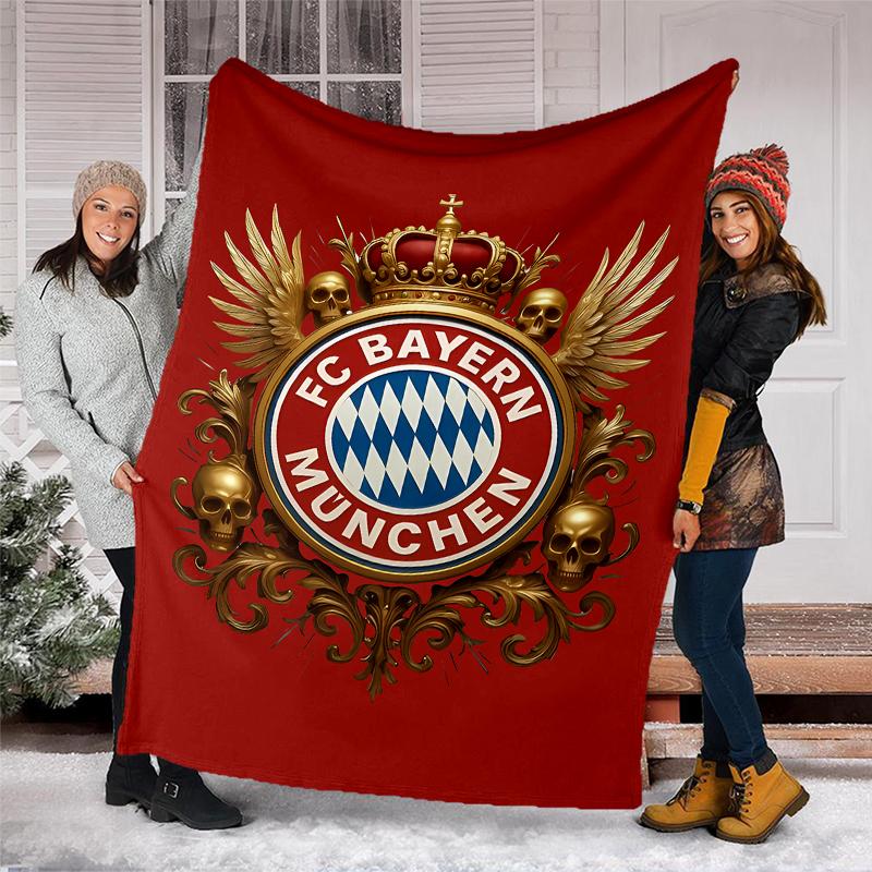 FC Bayern München logo printed throw blanket—soft,warm;versatile blanket for all seasons—perfect as &air-conditioning throw,nap blanket
