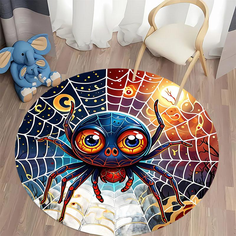 Colorful Spider Web Rug for Kids' Playroom Decor round carpet for home sofa bedroom, gift