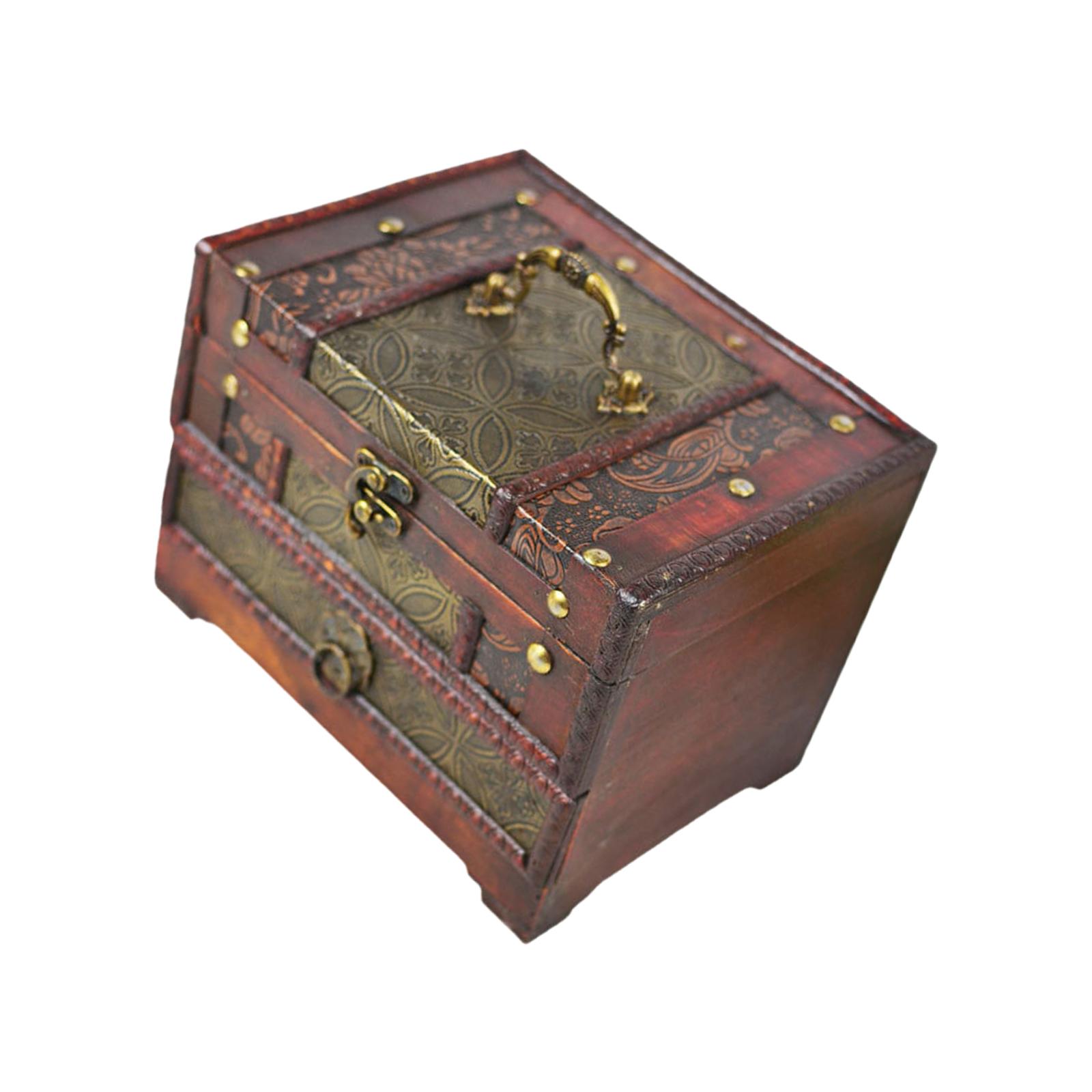 

Запираемый деревянный органайзер для ювелирных изделий, сережек, ожерелий, шкатулка для безделушек в китайском стиле с зеркалом, держатель для женских аксессуаров B