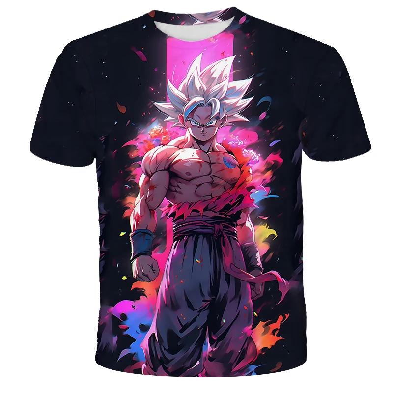 2026 Summer Dragon Ball Retro Fitness T-shirt Men's Oversized 3D Printed Short-sleeved Family Unisex Children's Sports Shirt