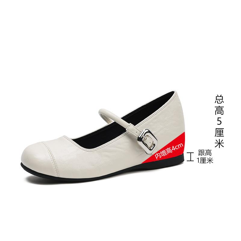 Lambskin Super Soft French Mary Jane Single Shoes Women's Spring New Fairy Square Buckle Flat Ballet Shoes Commuter Ladyshoes