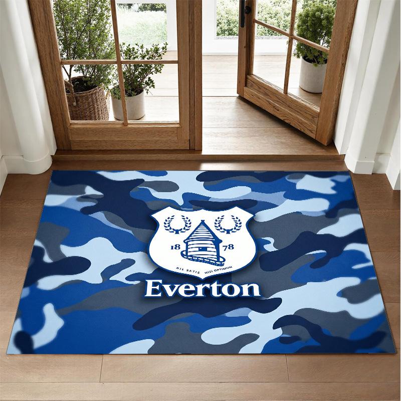 Everton Football Design Crystal Velvet Rug Soft Decorative Mat for Bedroom Entrance