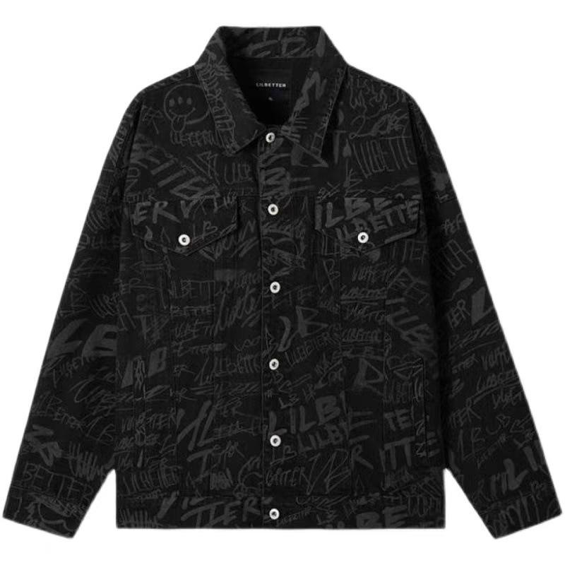 Denim jacket men's spring and autumn American vintage distressed trend slim biker jacket cargo casual top for men