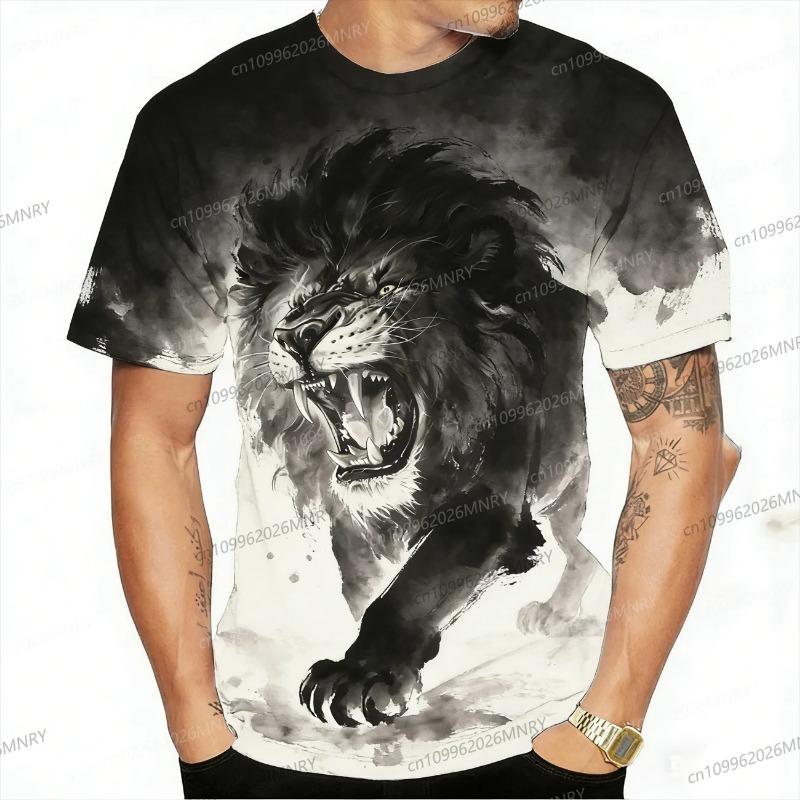Summer Men's Tshirt Women's Round Neck Tee 3D Printed Lion Pattern Men T-shirt Street Unisex Top Kid Tshirt Women T-shirt 2026