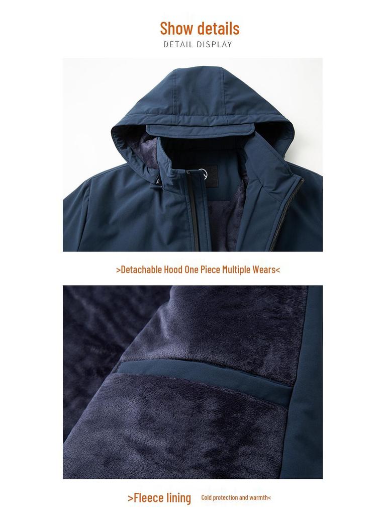 Men's Fleece-Lined Casual Windbreaker - Thick, Quick-Drying Cotton-Padded Jacket for Autumn and Winter