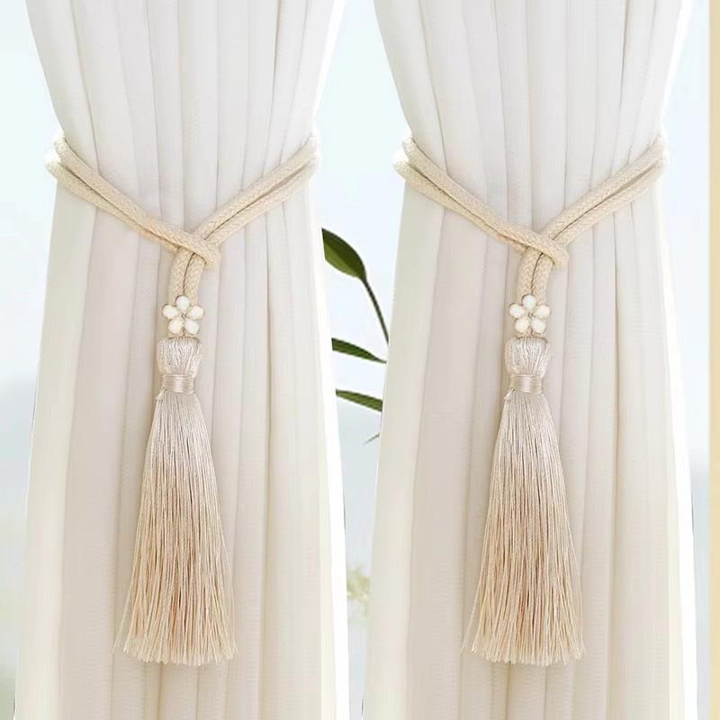2pcs French Minimalist Style Creative Adjustable Curtain Straps Decorative Rope Curtain Buckle Multi-color Options