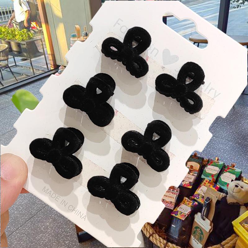 2024 Neue Herbst/Winter Beflockte Schleife Krallenklemme, Damen Haarspange für Pony