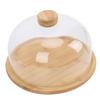 11 Inch Wood Cake Stand with Glass Dome Lid Covered Round Serving Platter Tray for Fruit Pies Cheese Deserts Appetizers