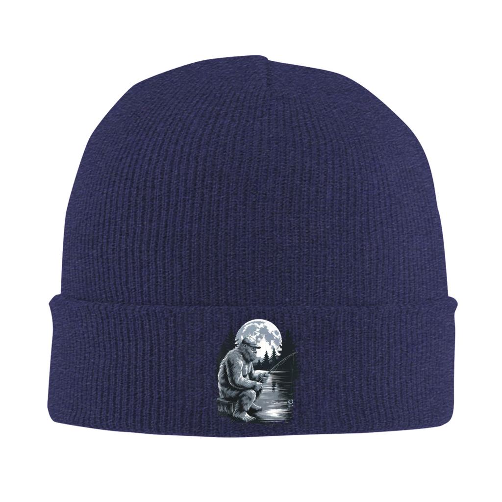 Cool Fishing Fisherman Bigfoot Sasquatch Bonnet Hats Beanie Hats Spring Design Knit Hat Casual Adult Unisex Outdoor Elastic Cap