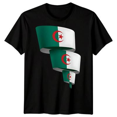 Algeria Flag Ribbon Travel Mens T-shirt Country Identity Graphic Tee