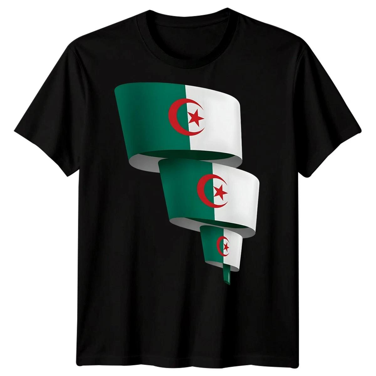 

Algeria Flag Ribbon Travel Mens T-shirt Country Identity Graphic Tee S