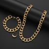 3PCS Gold Color Chunky Chain Jewelry Set For Women Men Exaggerated Punk Cuban Necklace Bracelet Ring Fashion Unisex Jewelry 2026