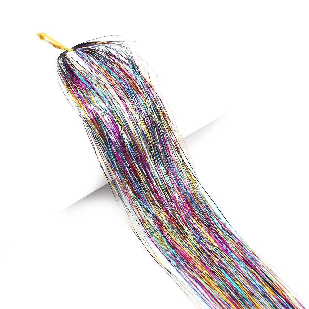 Hippie Decor Glitter Strips Party Headdress Tinsel Sparkle Silk Wig Long Straight Sparkly Ponytail