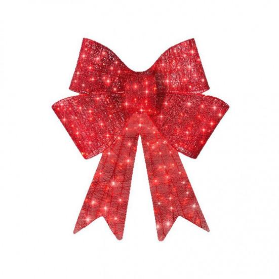 

Yousheng LED Bow Decoration Red Mesh Glowing Bow Light with 50 Lights & 8 Lighting Modes Battery Powered Lights for Outdoor Holiday Decor