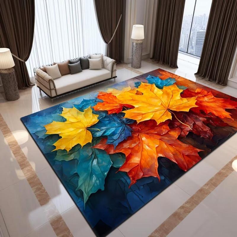 Luxury Ginkgo Biloba Printing Large Area Rug Non-Slip Wear-resistant Carpet for Living Room Bedroom Soft Floor Mat Home Decorate