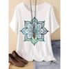 Summer Round Neck 3D Retro Ethnic Style Printed Top Fashionable Casual Short Sleeved Women's Plus SizeT-shirts