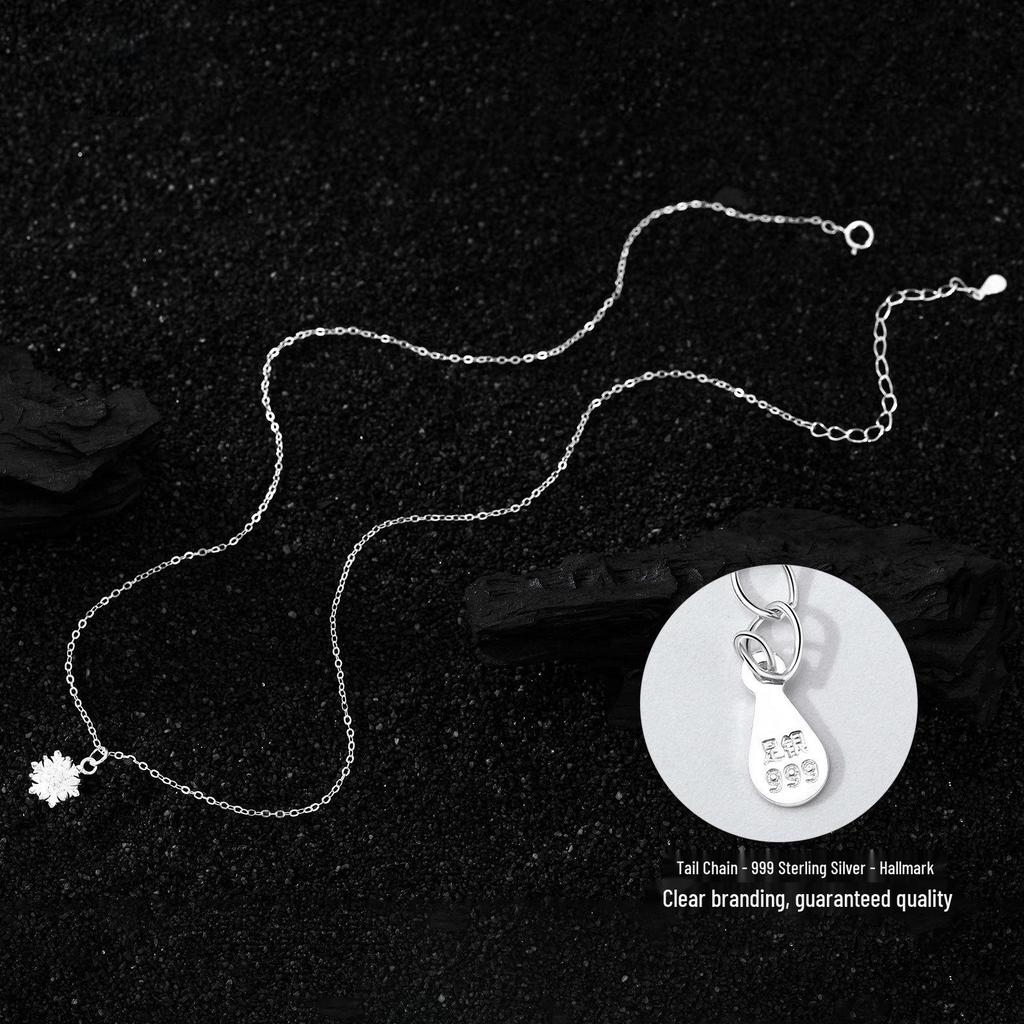 Sterling Silver Snowflake Diamond Necklace - High-End Clavicle Chain with Niche Design Pendant Choker