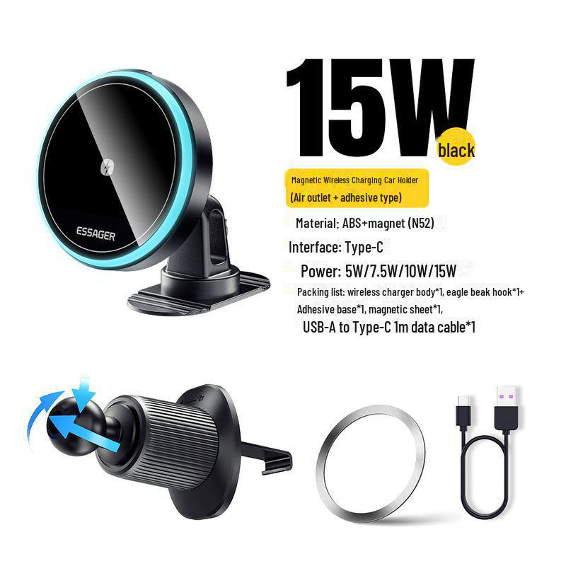Essager 15W Magnetisches Kabelloses Autoladegerät: Luftauslass & Saugnapf-Handyhalterung