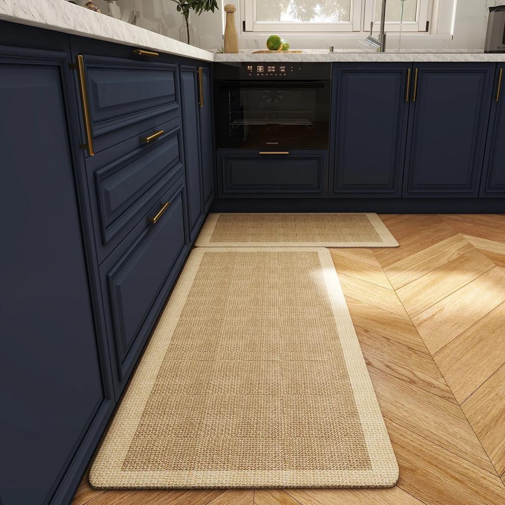 Kitchen Carpet Non-slip Waterproof Dirt-resistant Floor Mat Brown Imitation Texture Long Size Rug Entrance Home Decoration Mats