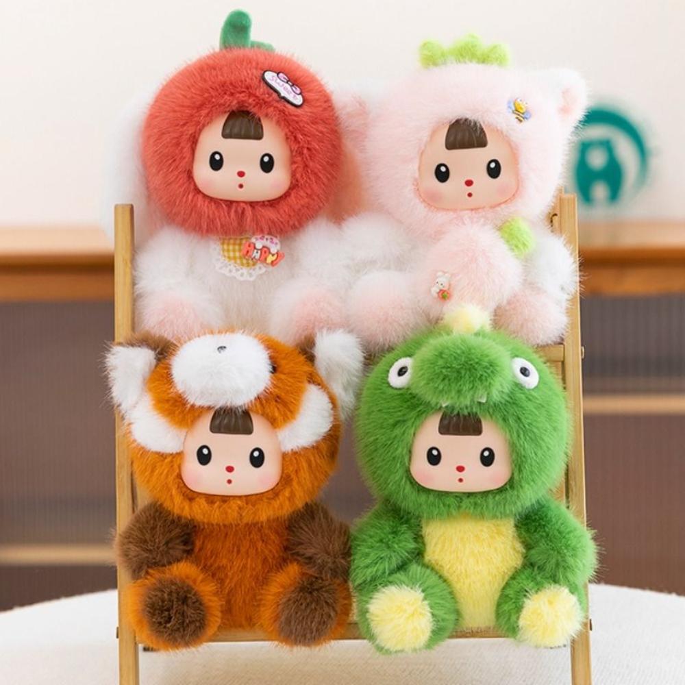 Cartoon Little Raccoon Plush Doll Cute Animal Strawberry Cat Doll  Kids Birthday Christmas