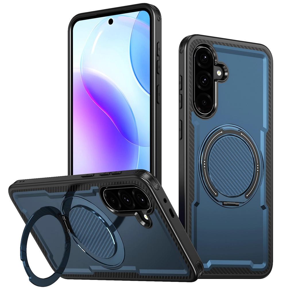 Applicable to Samsung a55 new 360 rotating bracket shell s24/s25ultra carbon fiber pattern anti-drop protective cover
