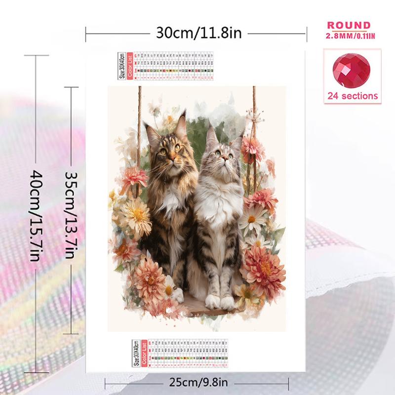Cute Maine Coon Pattern 3pcs 100% Round Full Drill 5D DIY Diamond Painting Embroidery Cross Stitch Rhinestone Décor