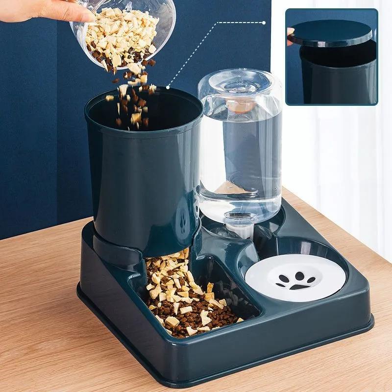 Hrănitor automat pentru animale de companie Set distribuitor de apă Separare uscată umedă Recipient pentru hrană pentru câini Fântână cu apă Hrănitori antiderapante pentru pisici Articole pentru animale de companie