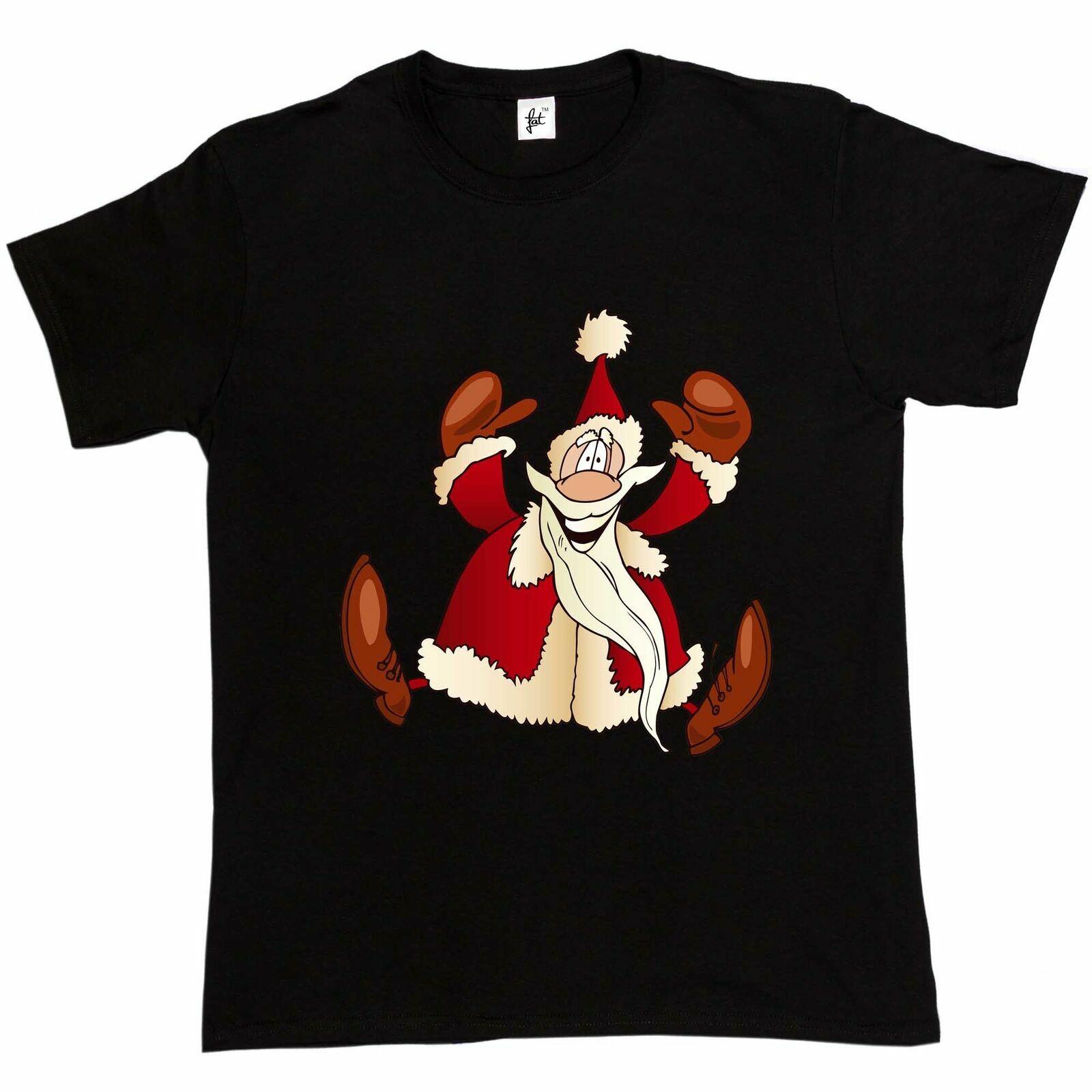 Santa Happy and Jumping for Joy Father Christmas Mens T-Shirt XXL