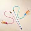 3pcs Mix Feather Teasing Cat Stick Elastic Mesh Tube With Feathered Furry Ball Cat Toy Rod Kitten Interactive Toys Pet Wand