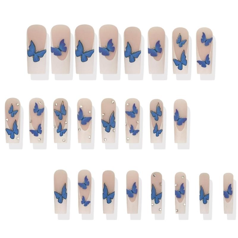 Uñas postizas brillantes con forma de ataúd, disponibles en 12 tamaños, 24 puntas de uñas francesas para decoración de uñas DIY.