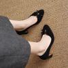 Krazing Pot Suede Microfiber Round Toe Size 41 Chunky High Heels Slip on Leopard Sexy Casual Autumn Pumps