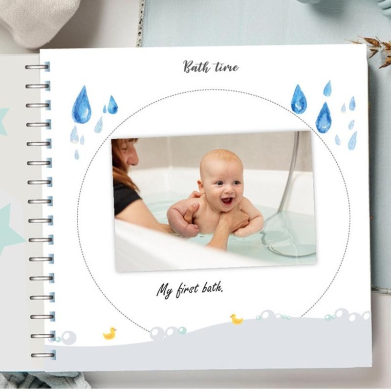 Baby-Erinnerungsbuch mit Aufklebern für Baby Junge oder Mädchen Geschlechtsneutrales Baby-Tagebuch Baby-Scrapbook Fotoalbum für das erste Jahr