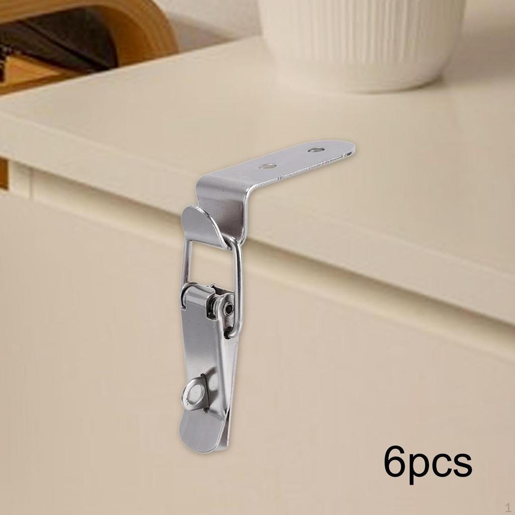 6 Pieces 90 Degree Hook Lock Bolt Angle Locking Latch with Screws Buckle Loaded Toggle for