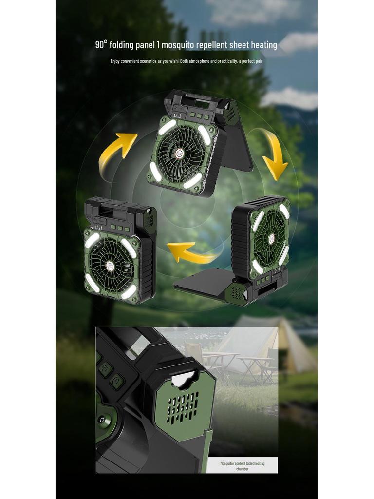 Rechargeable Dual-Use Folding Solar Fan & Light for Camping