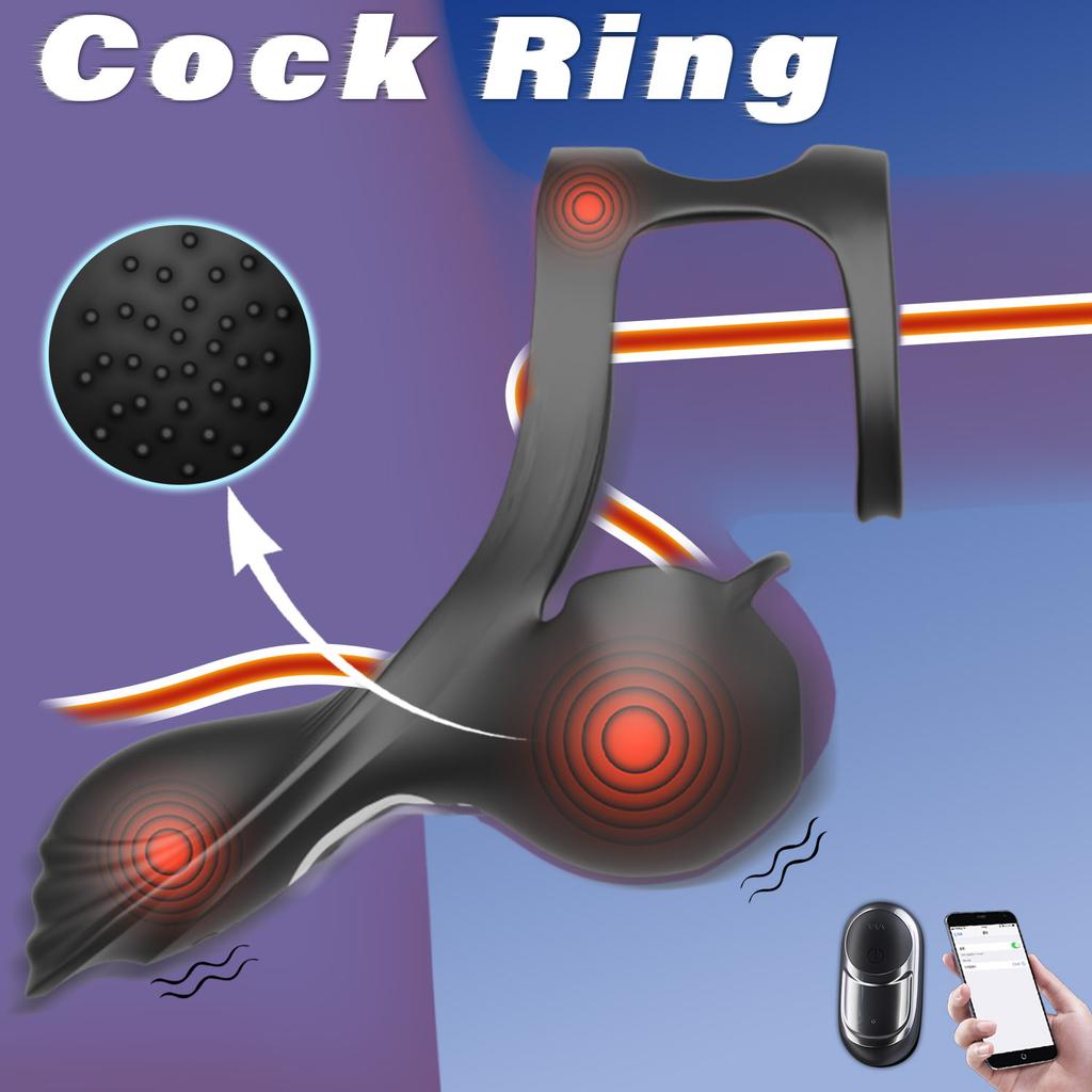 APP Remote Vibrating Penis Ring Sex Toy, Specially Designed for Male Couples, Delays Ejaculation,Heats The Penis Ring, Massages The Testicles Sex Toys