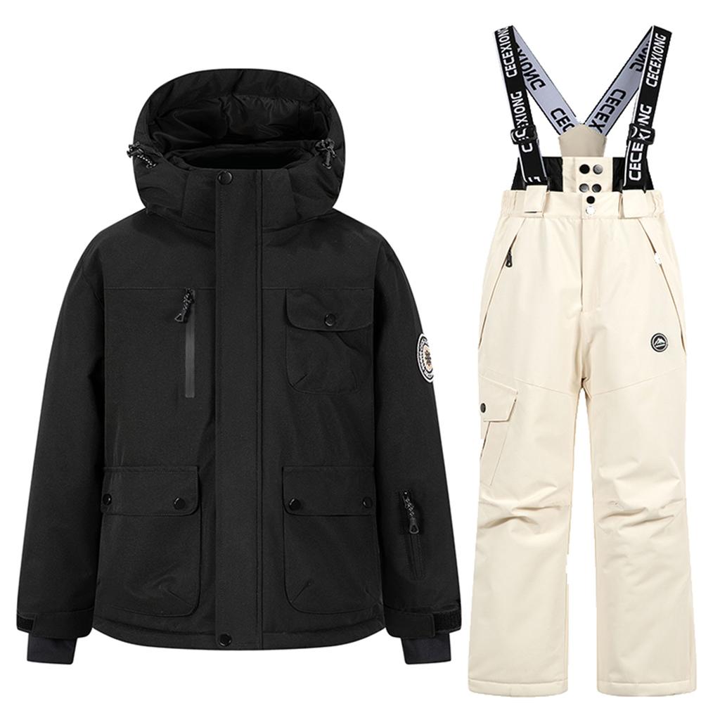 Mote Skiklærsett for barn Gutter og jenters fortykket vanntett varmt skidressjakke og bukser antrekksett