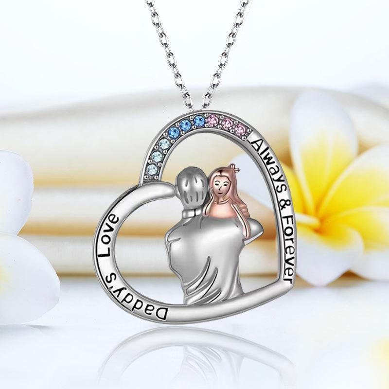Dual-Tone Heart-Shaped Father's Day Necklace with Custom Engraving