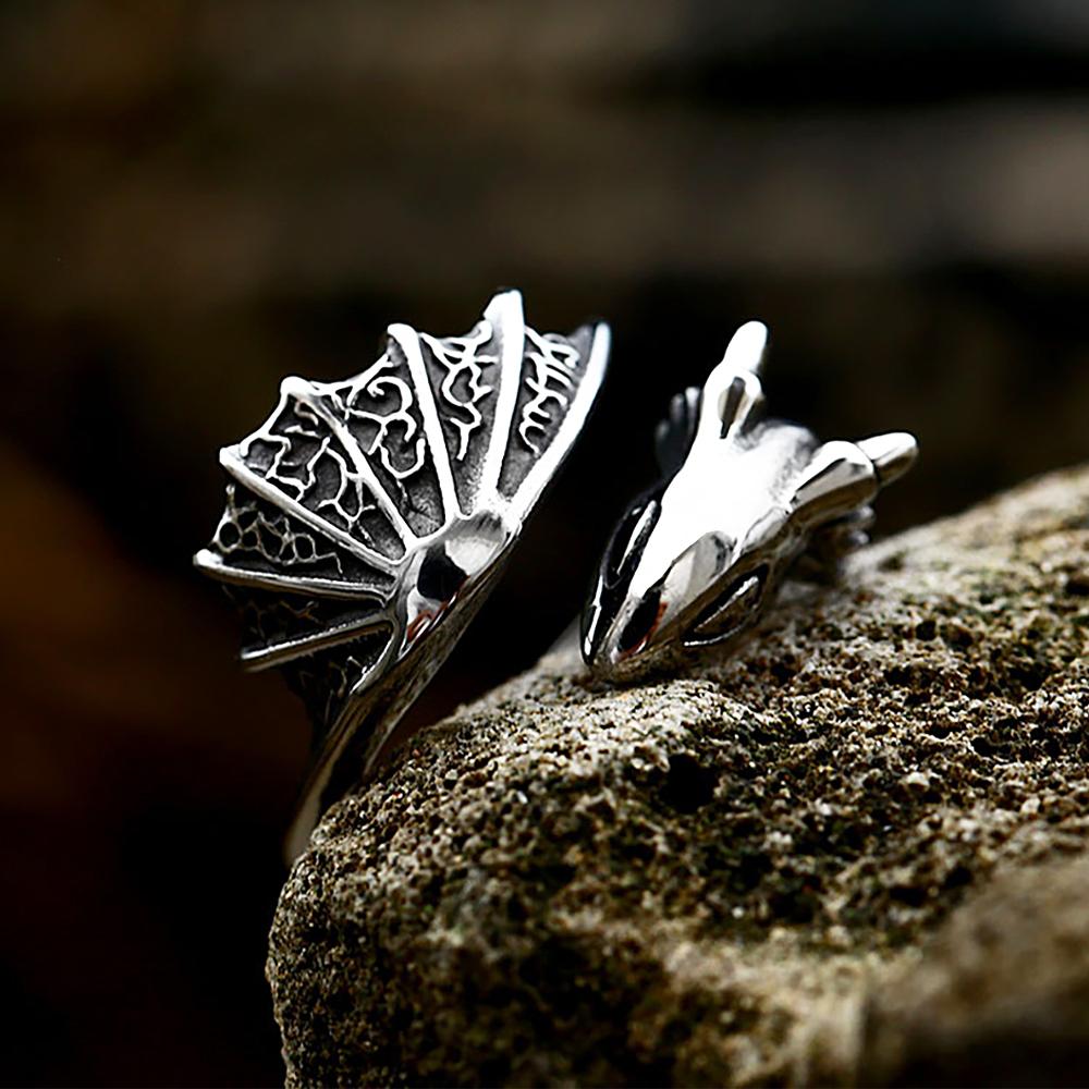 Vintage Stainless Steel Dragon Rings for Men Women Opening Adjustable Ring Punk Fashion Jewelry Gift Dropshipping Store