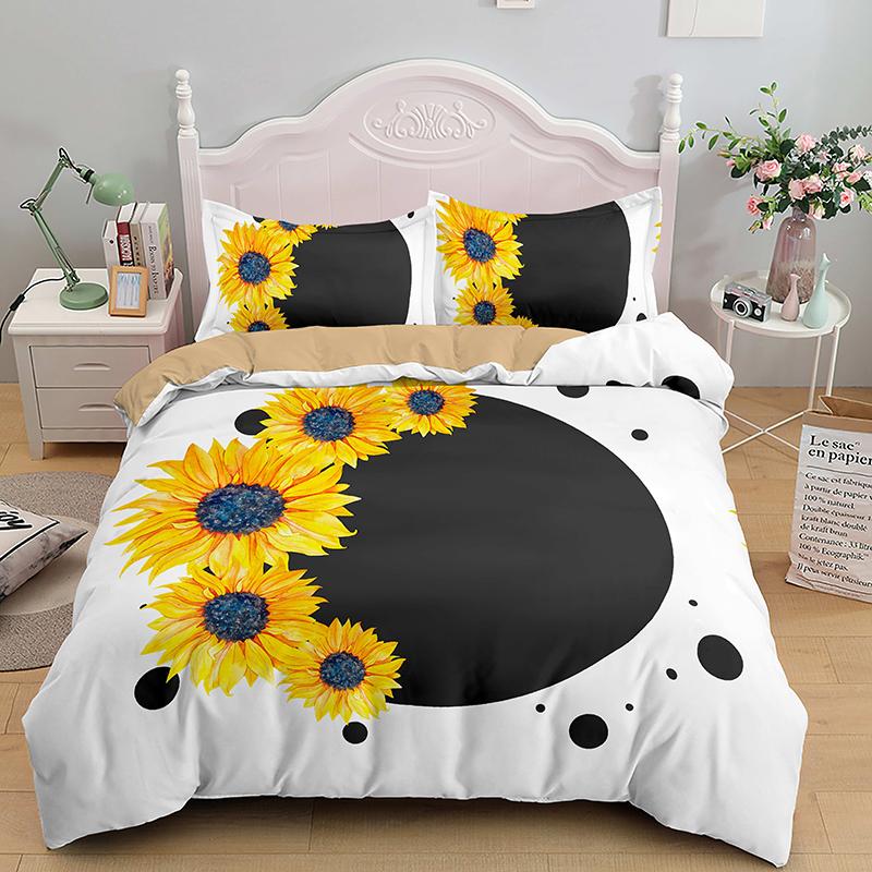 High-End Premium 3D Colorful Flowers King Quen Double Soft Duvet Cover Floral Beding Set Women Comfortable Quilt Cover Black Warm Comforter Cover