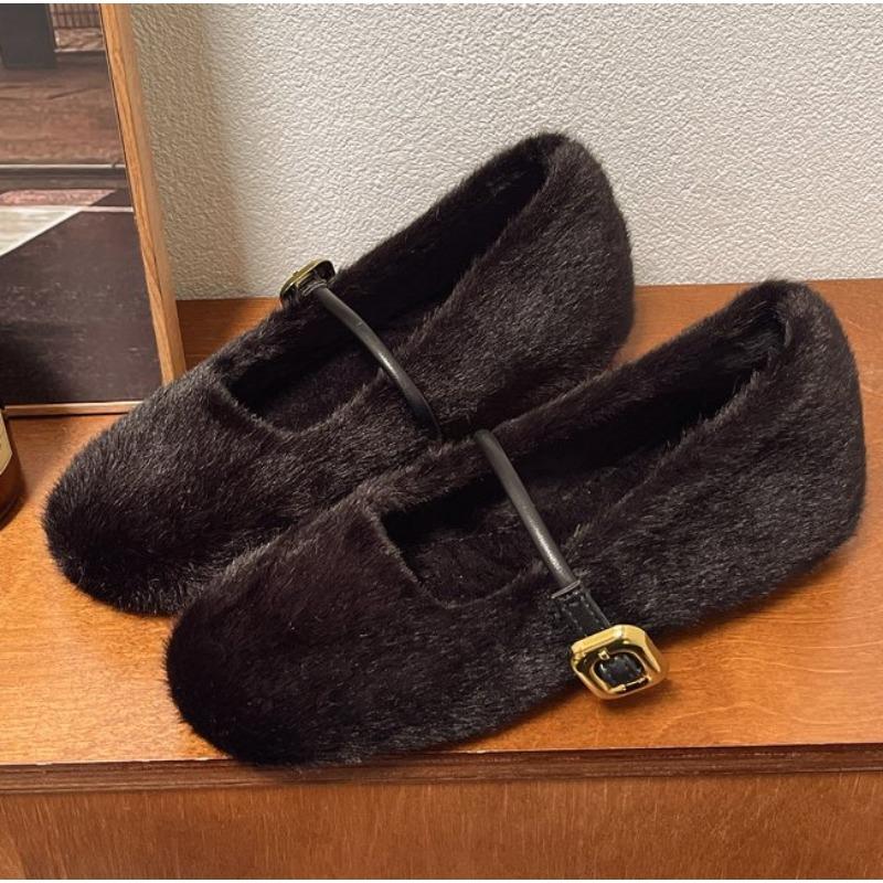 

Туфли бабушки, повседневные женские кроссовки, мягкие туфли-лодочки с неглубоким вырезом, лоферы, меховые, осенне-зимние, внутренняя платформа 4 см, ботинки 40 чёрный