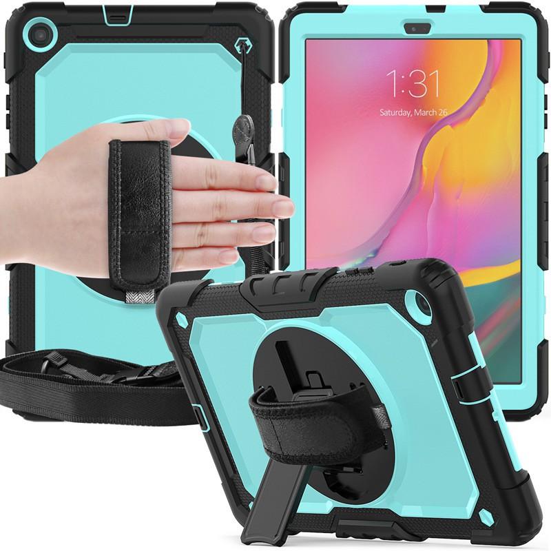 Silicone PC Hybrid Case With Rotating Stand Galaxy Tab A 8.0 T295 T290 Shockproof Anti-Slip Cover In Multiple Color
