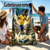 Custom Name Personalized Neymar Jr Print Beach Towel, for Trip Camping Beach Party Home Decor, Birthday Gift for Family & Friends