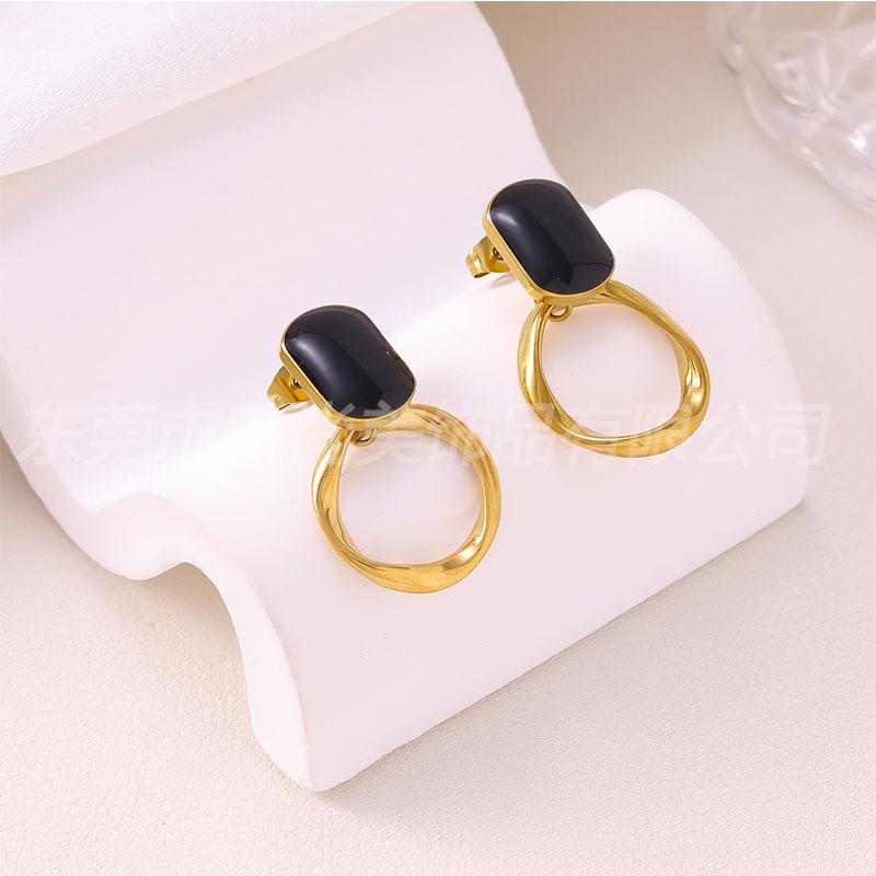 Stainless steel earrings high-end sense versatile stud earrings temperament trend niche INS fashion earrings
