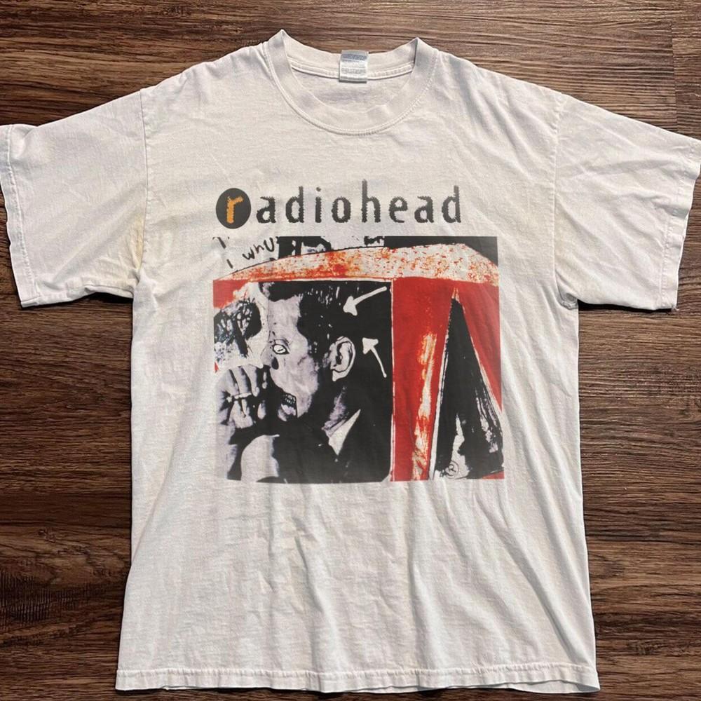 Футболка группы Radiohead, Белая унисекс футболка в ретро-стиле Radiohead, Репринт KH13733, Унисекс футболка L