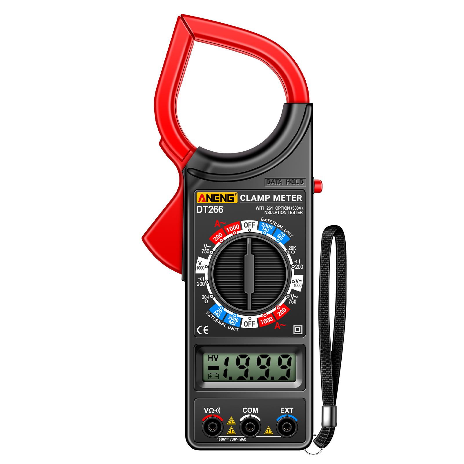 

ANENG DT266 LCD 1999 Count Digital True RMS Professional Clamp Meter ACDC Current Voltage Tester червоний
