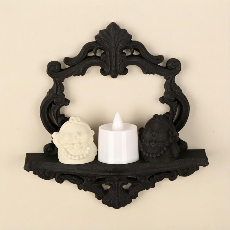 Antique Decorative Shelf Victorian Ornate Plastic Hollow Flower Carving Wall Mounted Shelf For Books Plant And Display