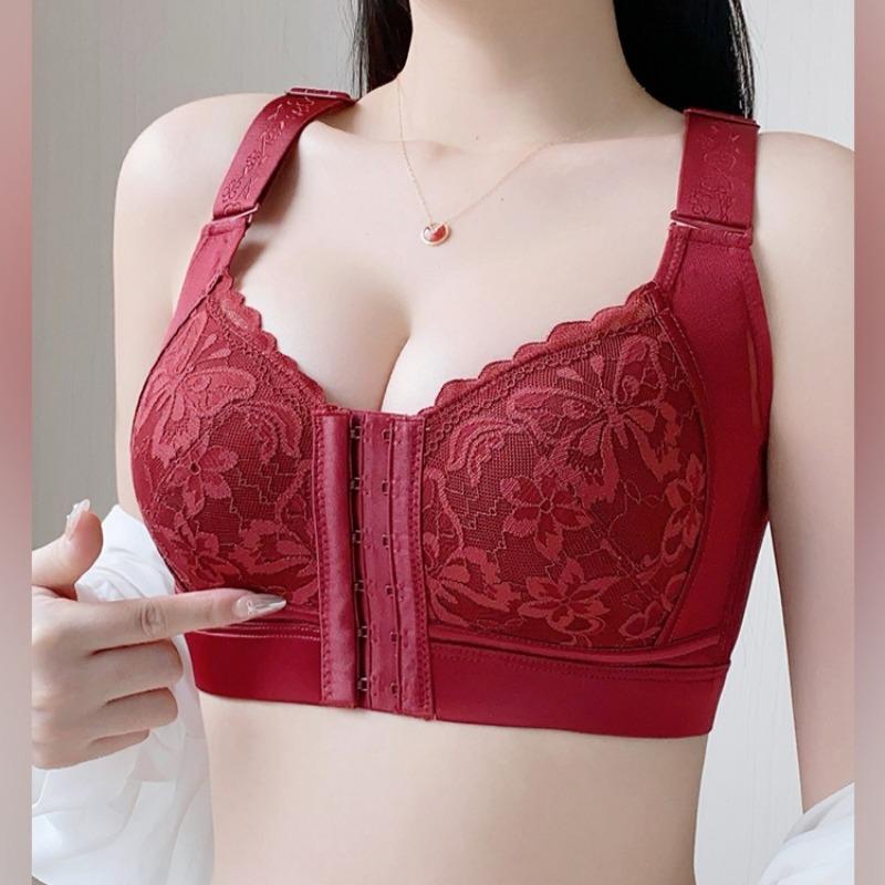 Front Buckle Seamless Underwear Thin Section Women's Big Breasts Small Beautiful Back Adjustable Large Size Bra Gather and Close The Breast Bra