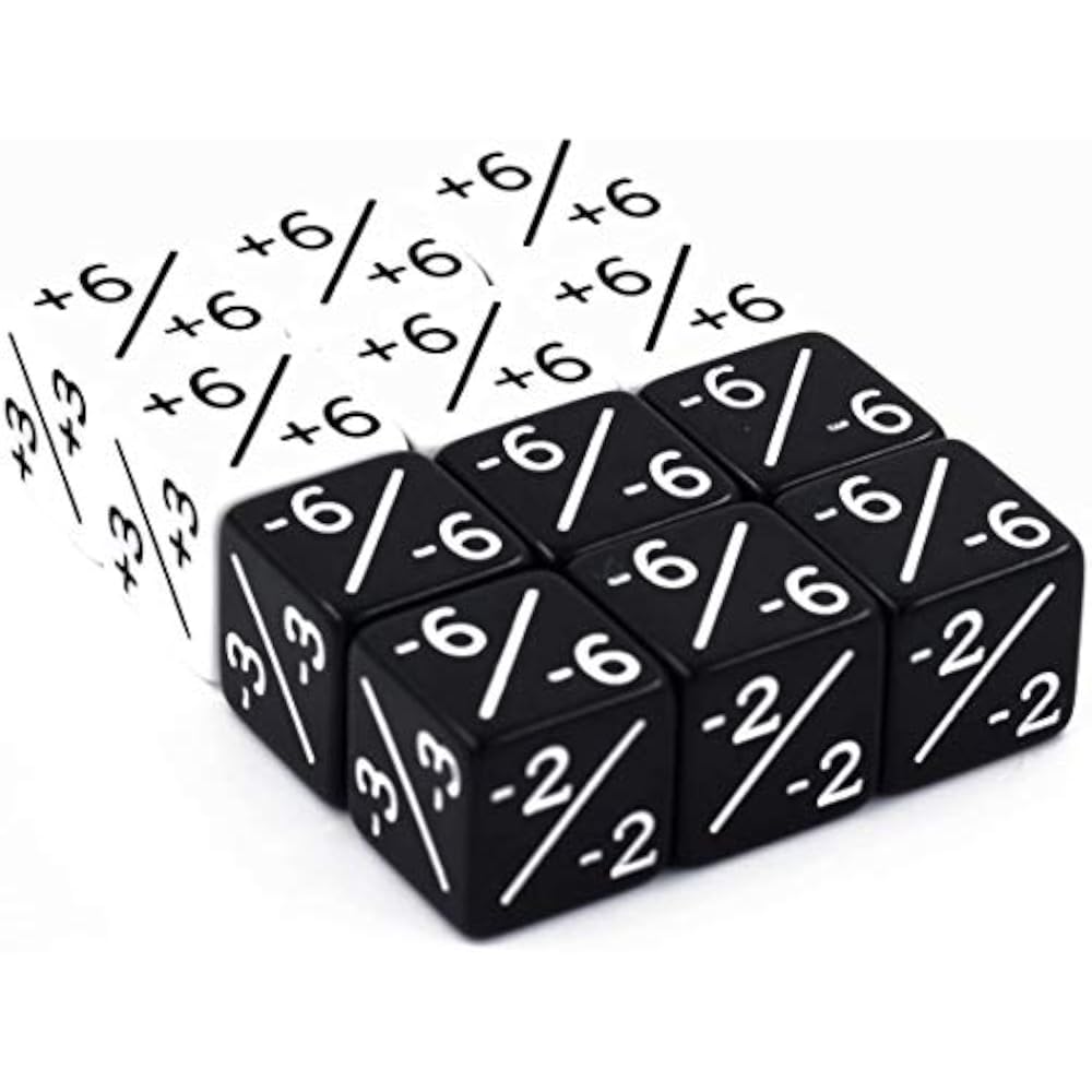 HDDais Dice Counter D6 Dice White +1/+1 and Black-1/-1 Magic: The Gathering and Other Games CCG M...